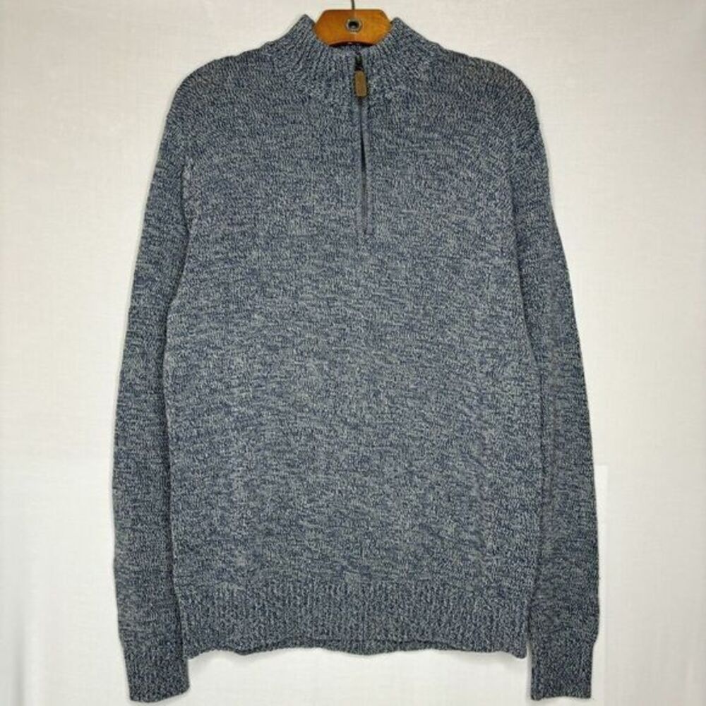 Mens St. John's Bay Long‎ Sleeve Quarter Zip Blue Sweater Size Large
